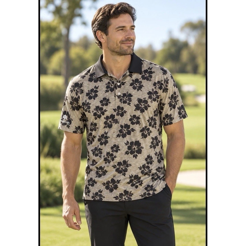 Straight Down Shirt Mens Large Golf Performance Floral Print Short Sleeve